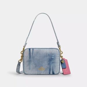 NWT Coach Carey Crossbody Bag In Loved Denim With Charms Light Indigo CEK67 RARE